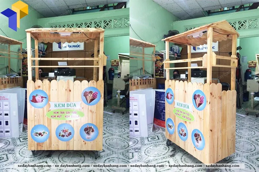 Xe gỗ bán kem dừa rẻ đẹp tại HCM XDPL13