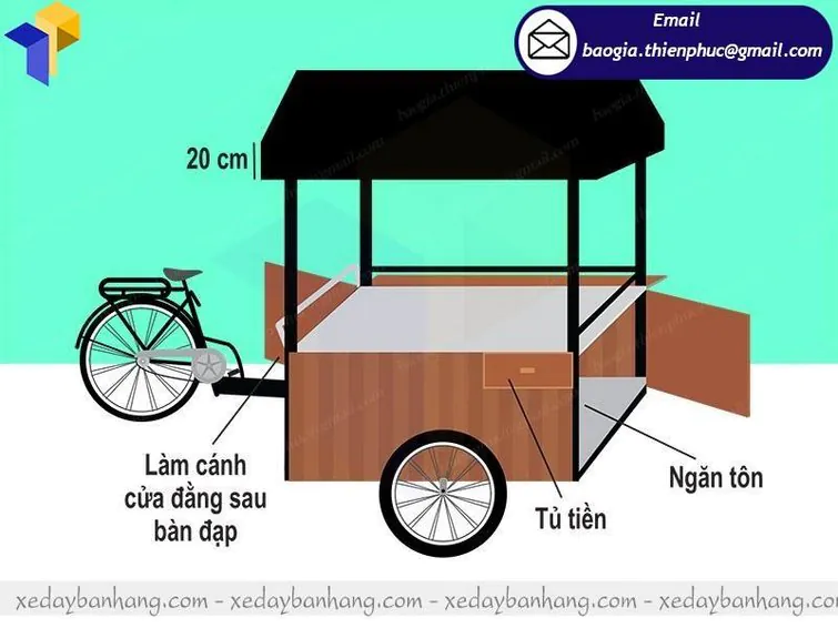 mẫu thiết kế xe đạp bán cafe hàng rong