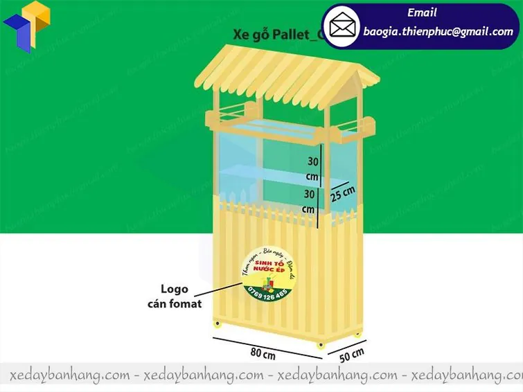 mua tủ đẩy gỗ bán nước ép sinh tố