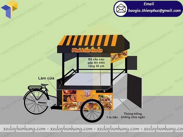 thiết kế xe đạp bán thức ăn nhanh